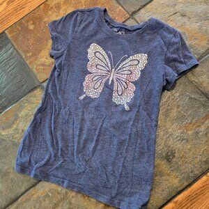 Girls Sparkly Butterfly Shirt Short Sleeve - Size S/P 5/6